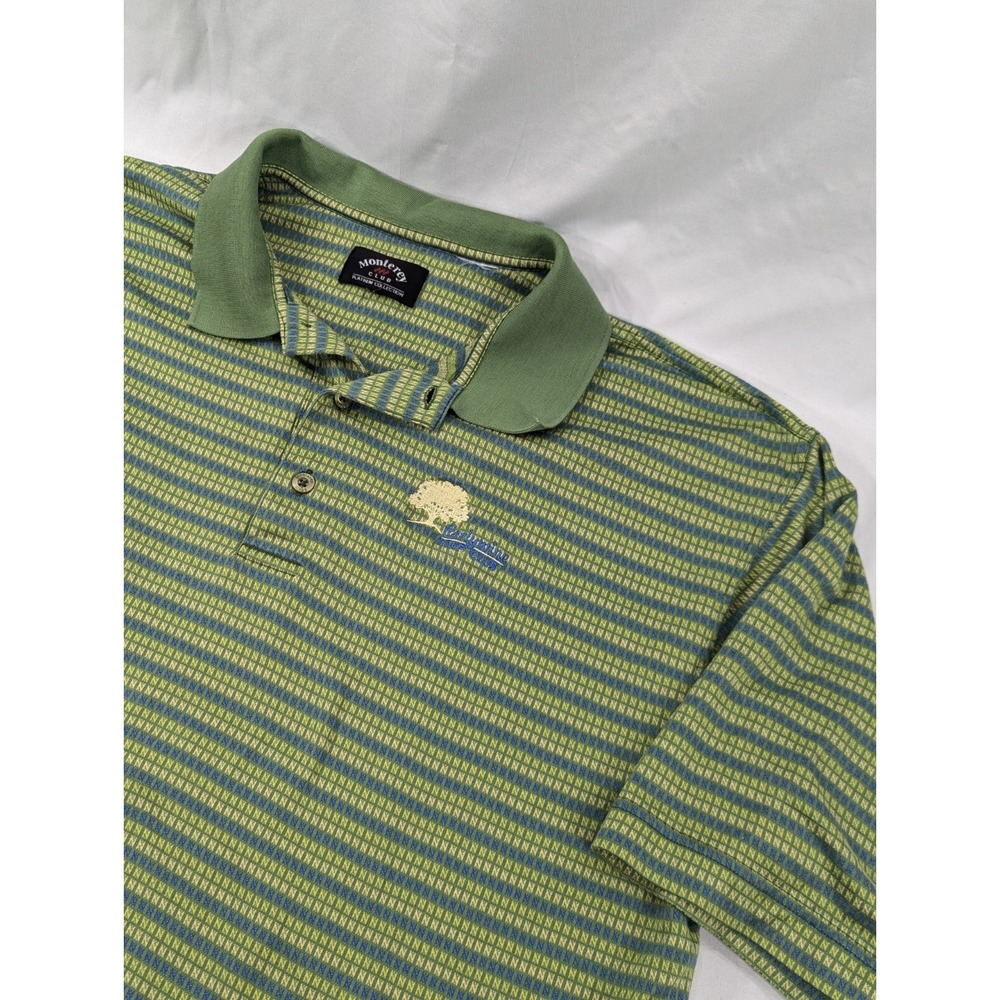 Vtg Earlywine Golf Club Green Patterned‎ Golf Polo Shirt Monterey Club - XL